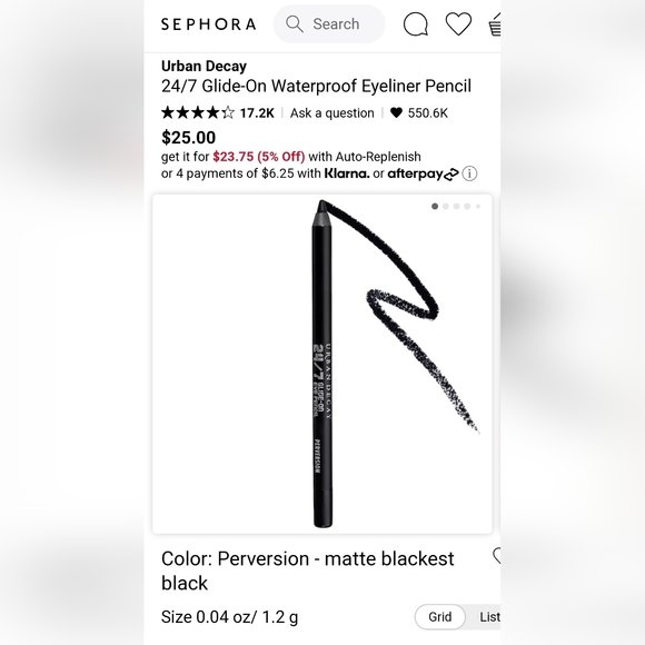 NEW Urban Decay 24/7 Glide-On Eye Pencil in Perversion 0.8g/0.03oz Travel Sized - Picture 5 of 5